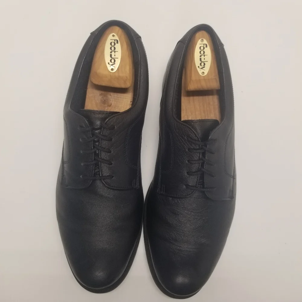 Oakton Comfort 2000 Mens Size 10.5D Vintage Classic Black Leather Oxford Lace Up